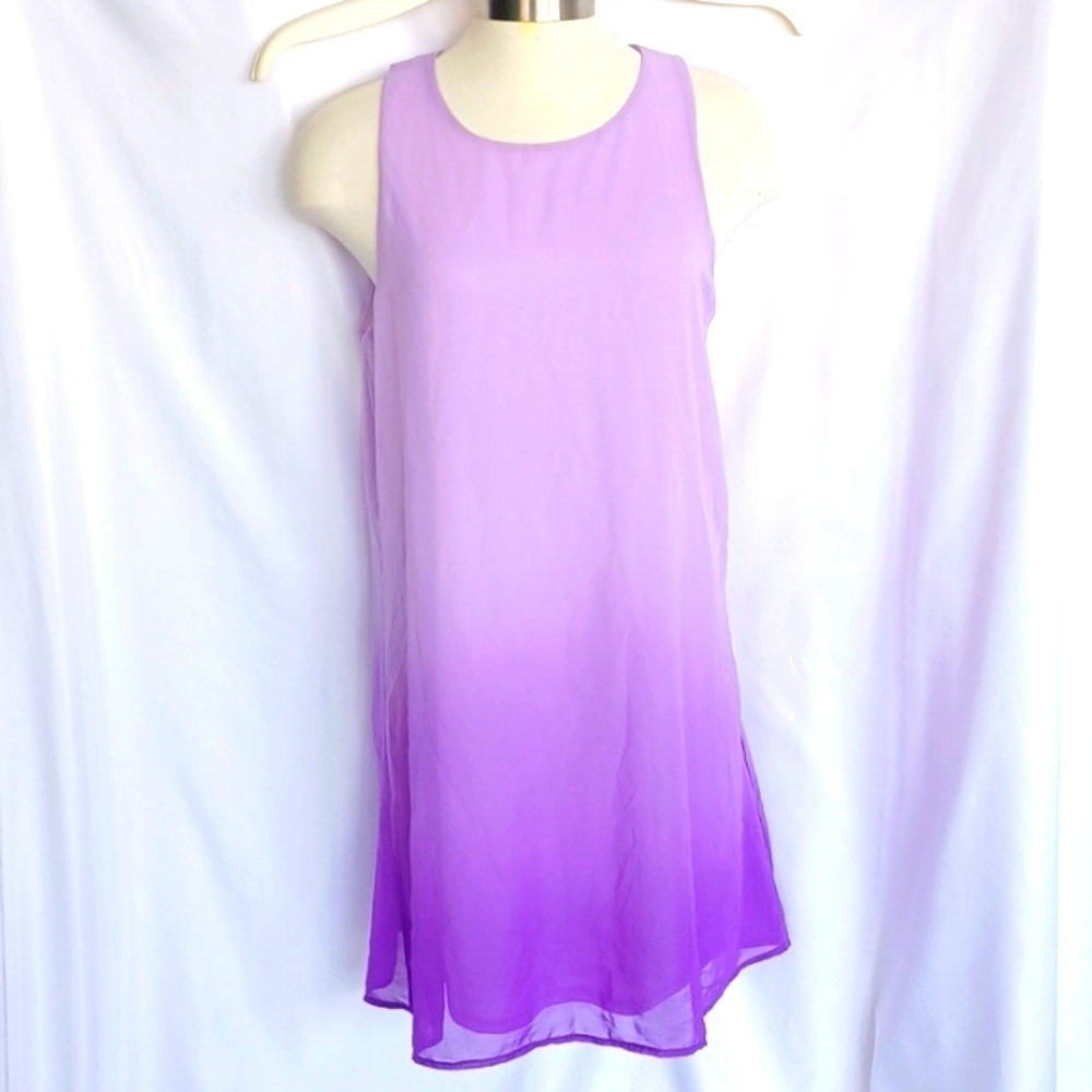 Interi Purple Ombré dress, Lined, Sz L, 19" PTP, 34" L